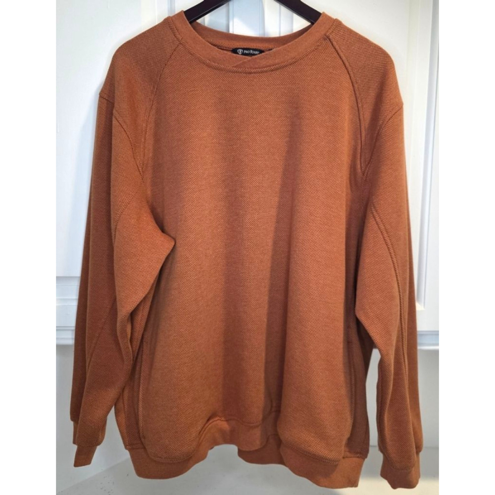 Pro Tour Thermal Crewneck Sweatshirt XL Rust Waffle Knit Pullover Golf - Picture 3 of 9